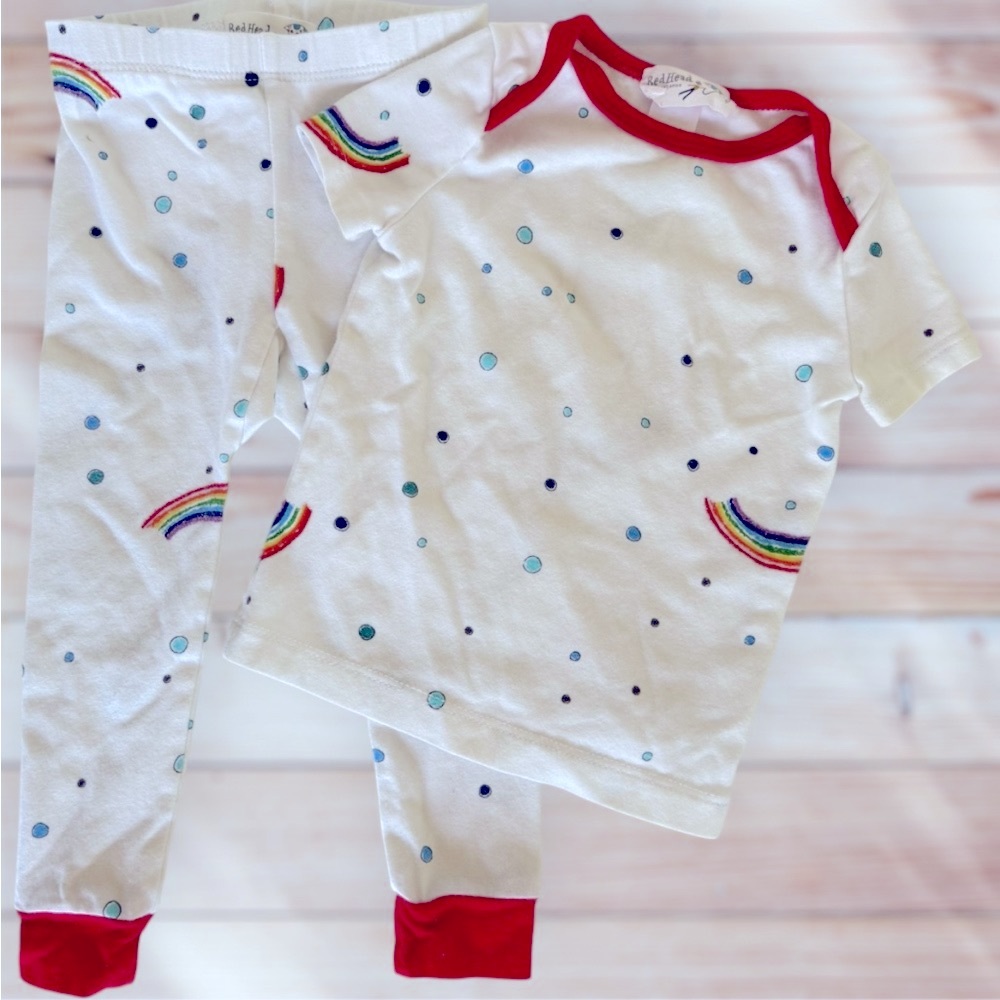 BedHead 6-9m PJ Set Organic Cotton Blend Bubbles Dots Rainbow Gender Neutral